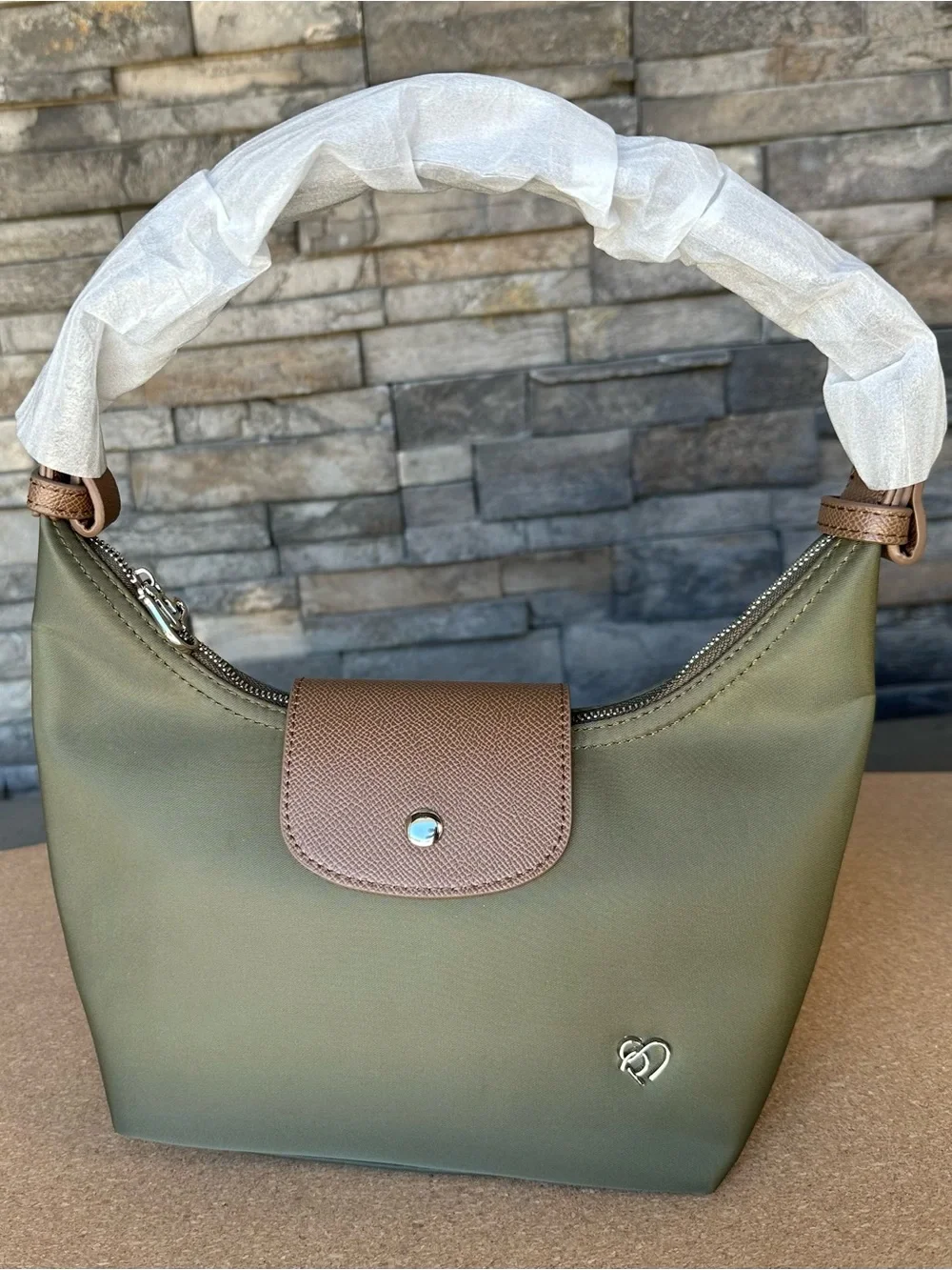 Pony Twentyeight Olive Green and Brown MOYA Women's Shoulder Bag